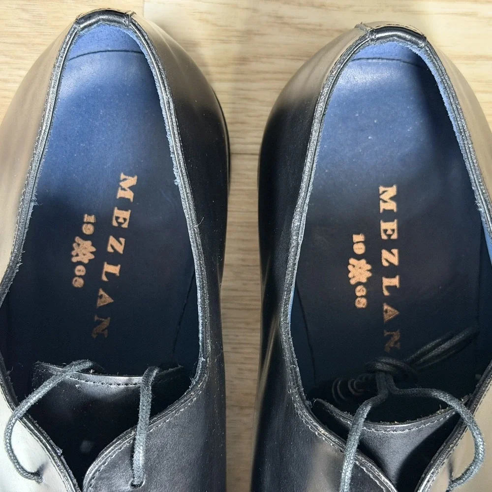 Mezlan Enterprise Shoes Mens Size 12 Black Leather Oxford Pointed Toe Spain